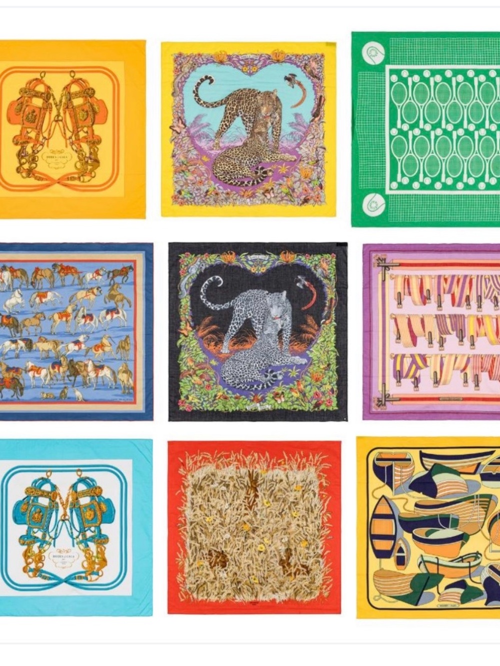 Hermes Assorted Decorative Scarf Wall Art - Multi Color, Cotton, 26in
